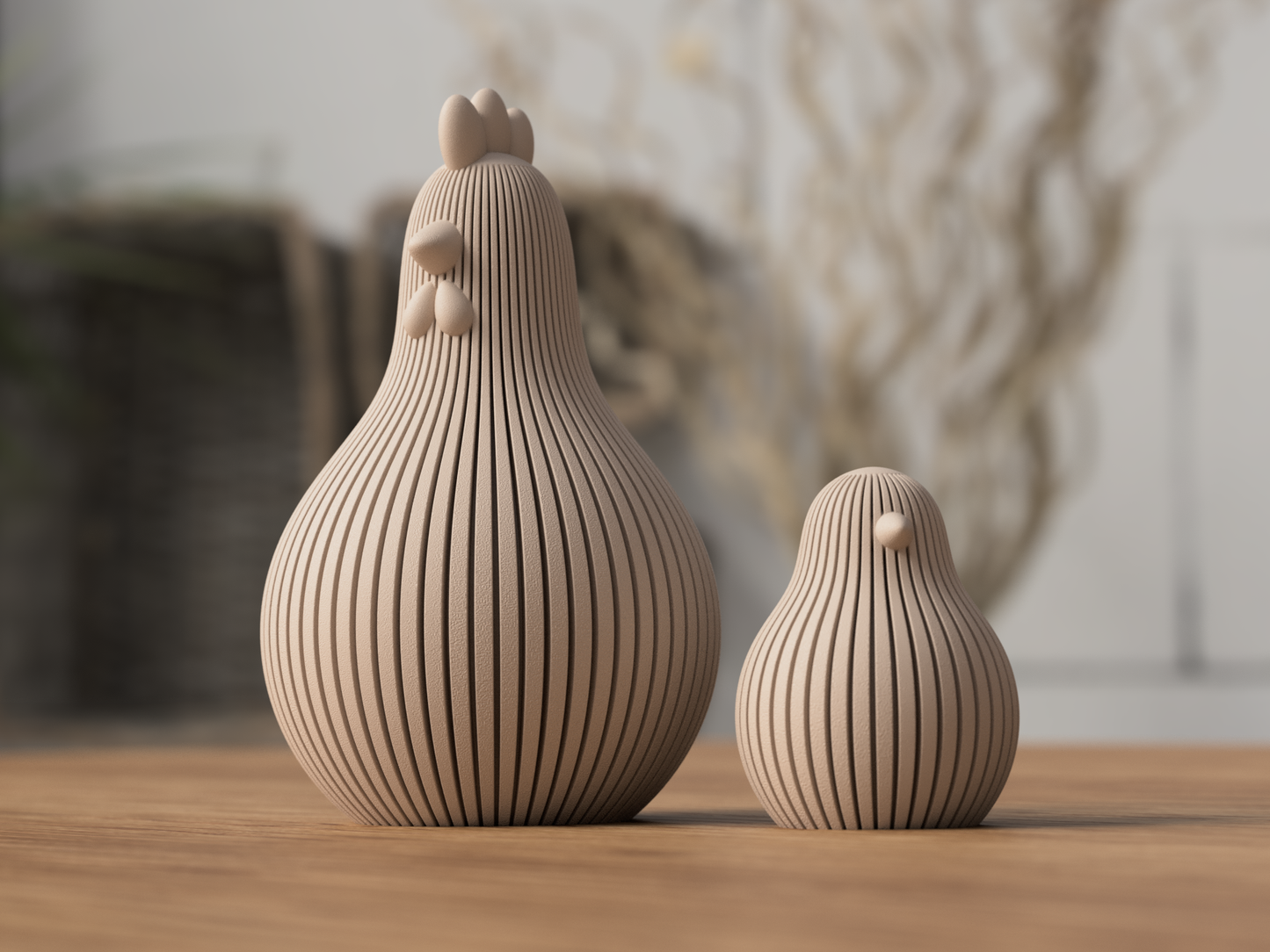 🐣 Modern Easter Chicken & Chick Decoration Set